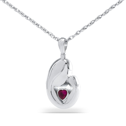 Mother's Love Red Stone Silver Keepsake