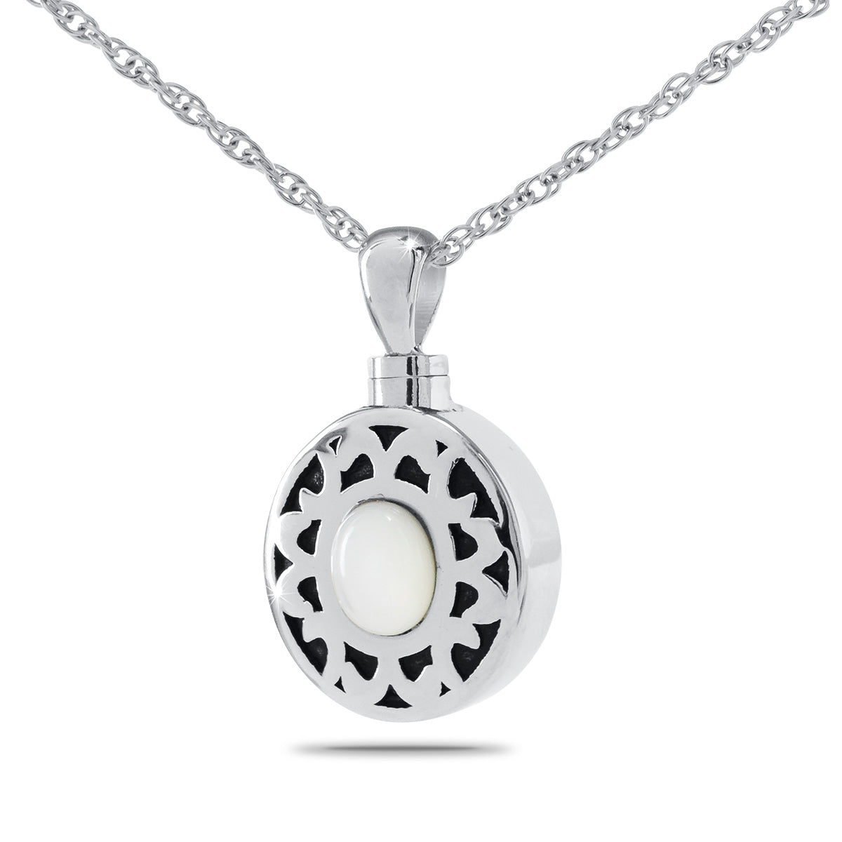 White Stone Steel Necklace